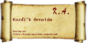 Kozák Arnolda névjegykártya